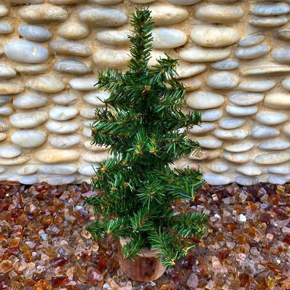 Lot of 10 Ten Miniature Christmas Trees on Tree Stumps. EUC. Decor Holiday